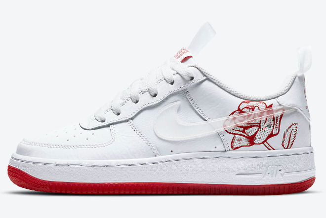 Nike Air Force 1 'Rose' White/University Red CN8534-100: Classic Sneaker with a Floral Twist!