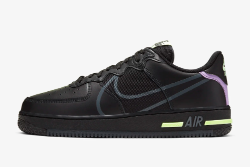 Nike Air Force 1 React Anthracite/Violet Star-Barely Volt CD4366-001 - Latest Sneaker Release