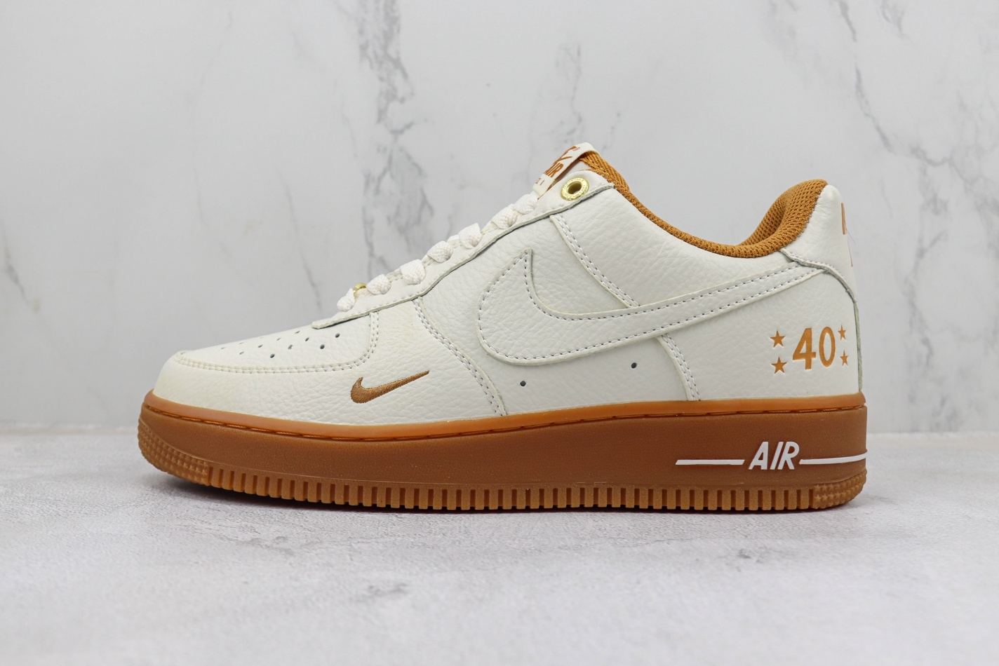 Nike Air Force 1 07 Low Orange Brown White Gold BS9055-742 - Stylish and Trendy Sneakers