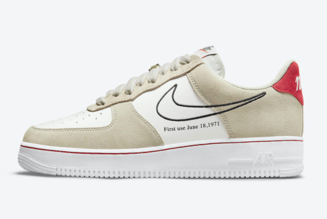 Nike Air Force 1 Low 'First Use' Light Stone/Black-Sail-University Red DB3597-100
