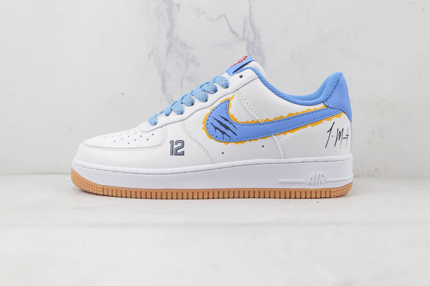 Nike Air Force 1 07 Low White Blue Yellow Shoes NH1412-992
