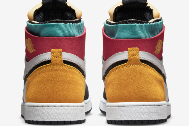 Air Jordan 1 Zoom CMFT 'Multi-Color' Anthracite/University Gold-Washed Teal-Rush Pink CT0978-016 - Stylish and Vibrant Sneakers.