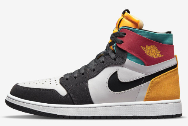 Air Jordan 1 Zoom CMFT 'Multi-Color' Anthracite/University Gold-Washed Teal-Rush Pink CT0978-016 - Stylish and Vibrant Sneakers.