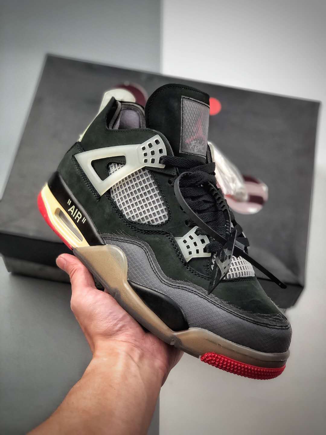 Off-White x Air Jordan 4 Retro Black CV9388-001: Iconic Collaboration | Limited Edition Sneakers
